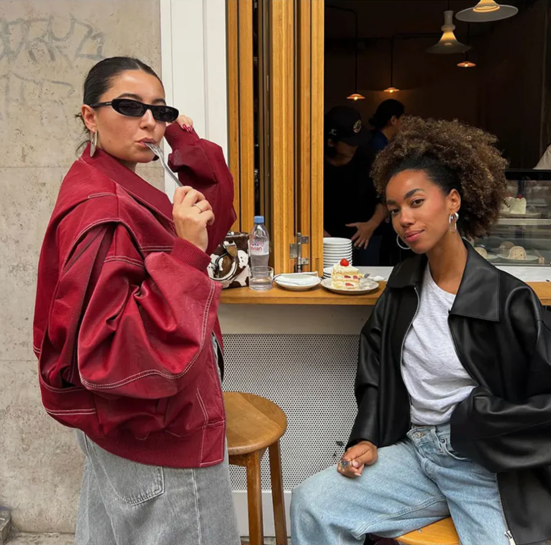Bella | Leren bomber jas