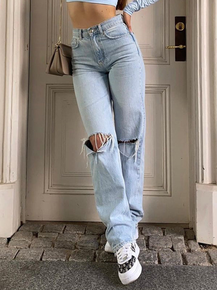 LEONIE - high-waist ripped jeans