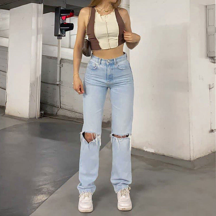 LEONIE - high-waist ripped jeans