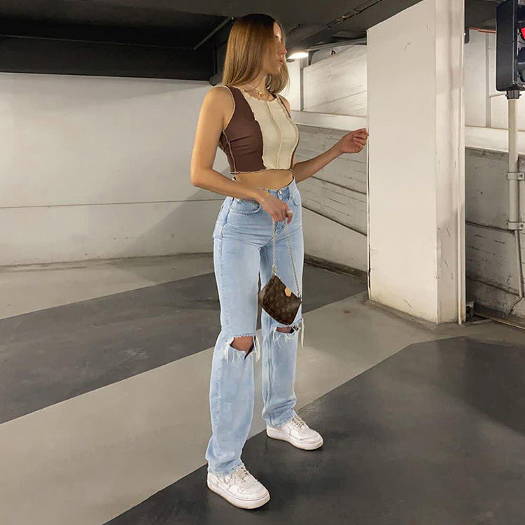 LEONIE - high-waist ripped jeans