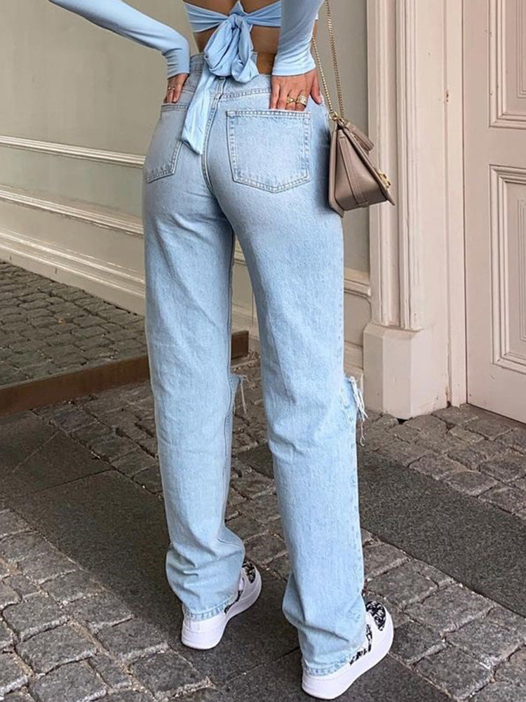 LEONIE - high-waist ripped jeans