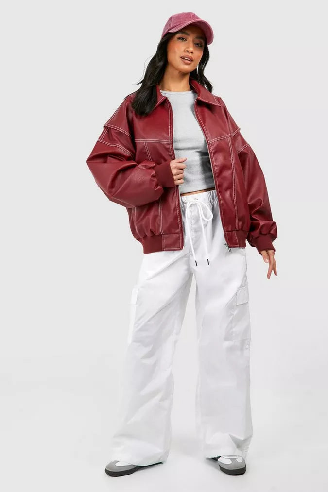 Bella | Leren bomber jas