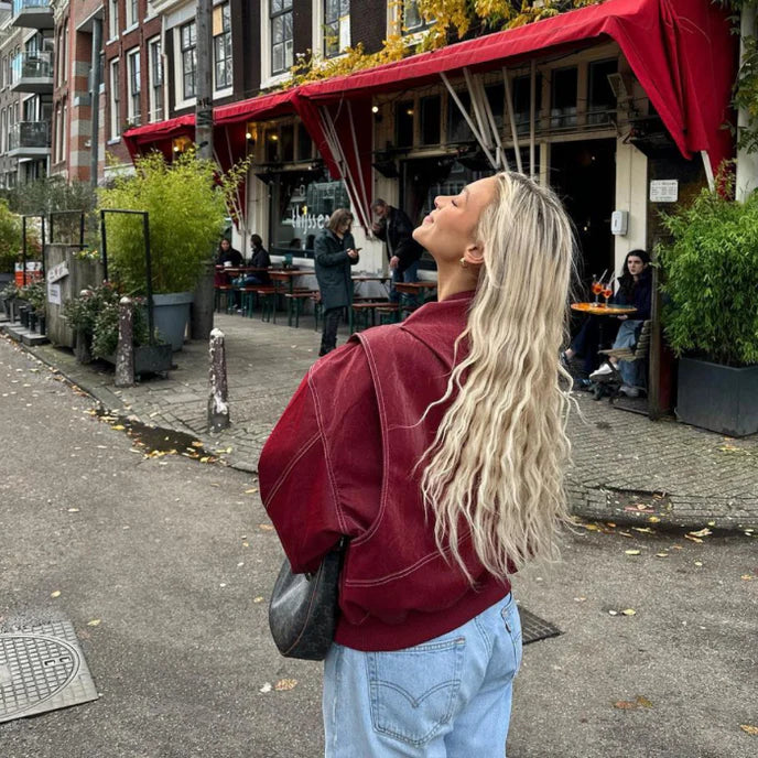Bella | Leren bomber jas