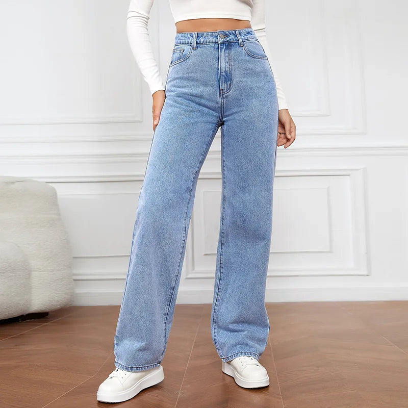 ANNA - Damesjeans met hoge taille en rechte pasvorm