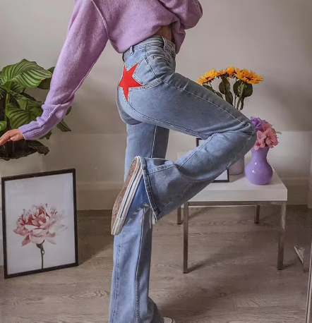 LOLA - Oversized jeans met sterren