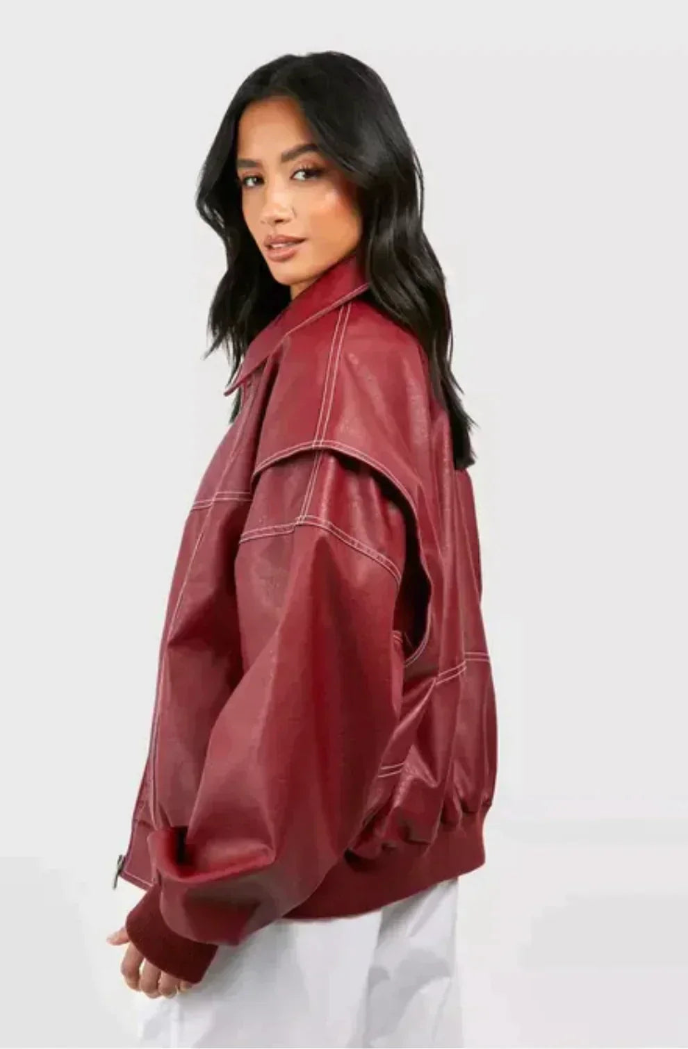 Bella | Leren bomber jas